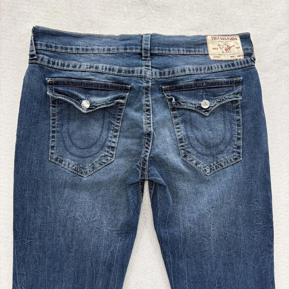 True Religion Ricky SN Flap Jeans Mens 40x32 Blue Relaxed Straight Stretch Denim
